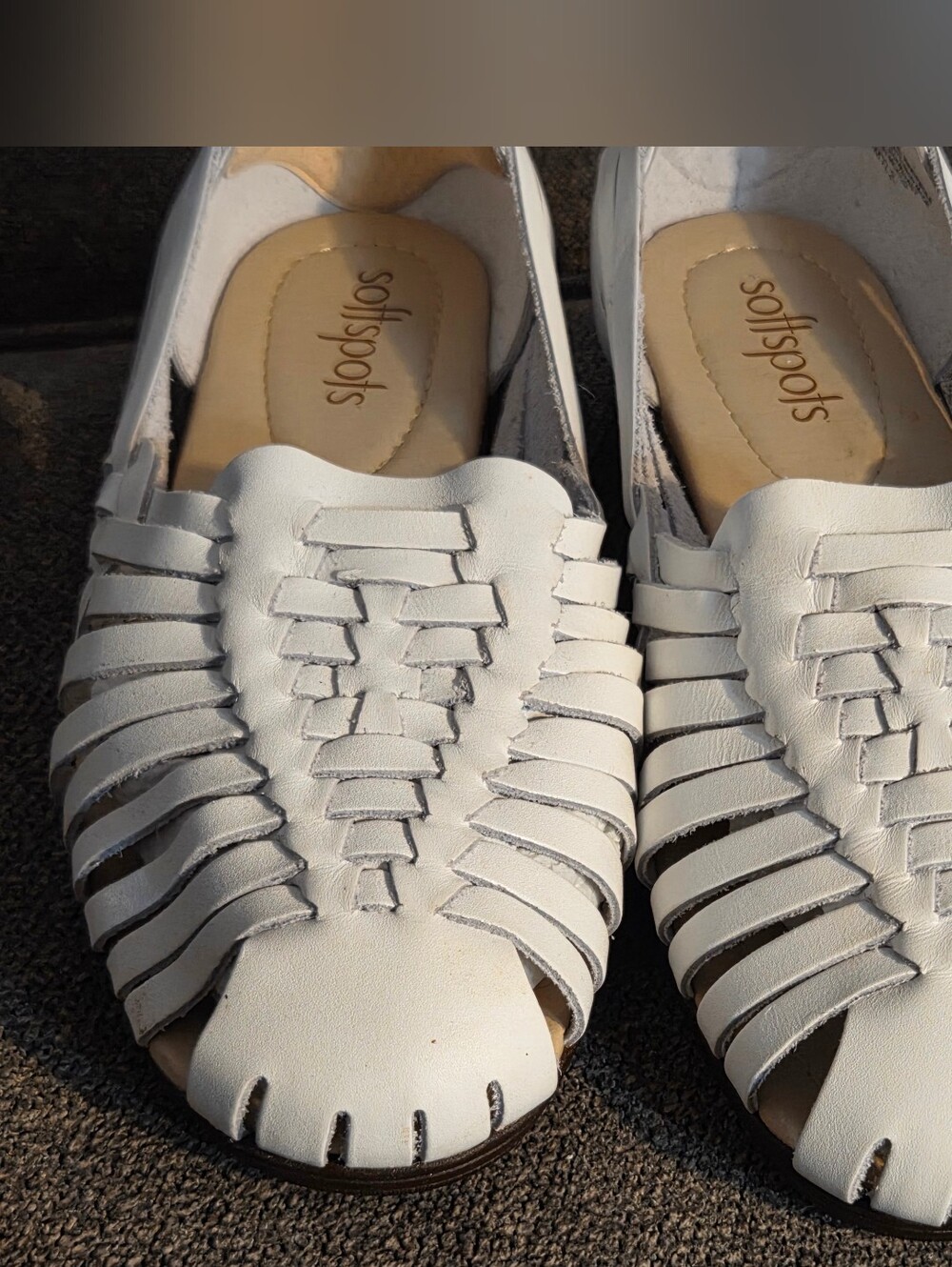 Nwot White Leather 11ww Soft Spots Huarache Comfortiva Wide